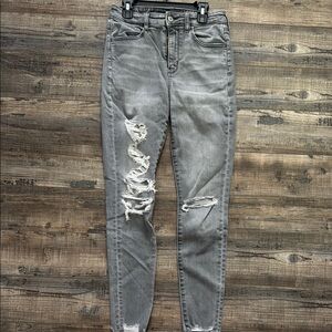 Distressed Gray Women's Jeans